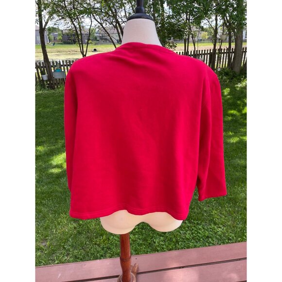 Karen Scott II Red Christmas Cardigan Sweater W/ Nutcracker & Tree Embroidery 3/ - Picture 4 of 8